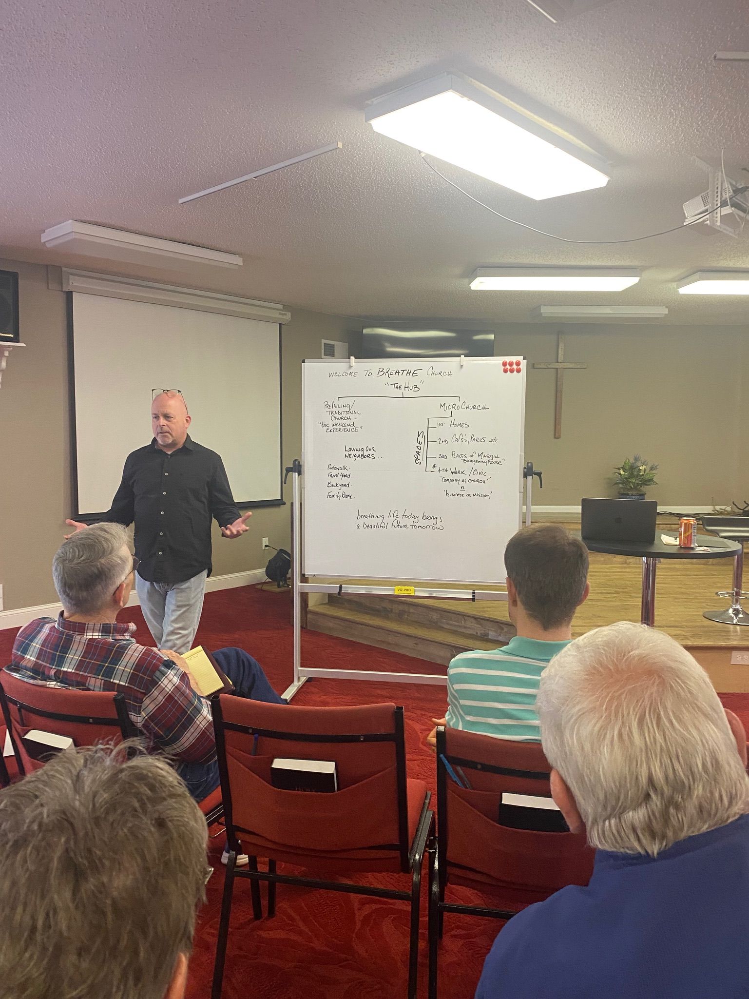 A man is giving a presentation to a group of people