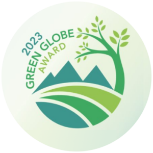 A logo for the 2023 green globe award