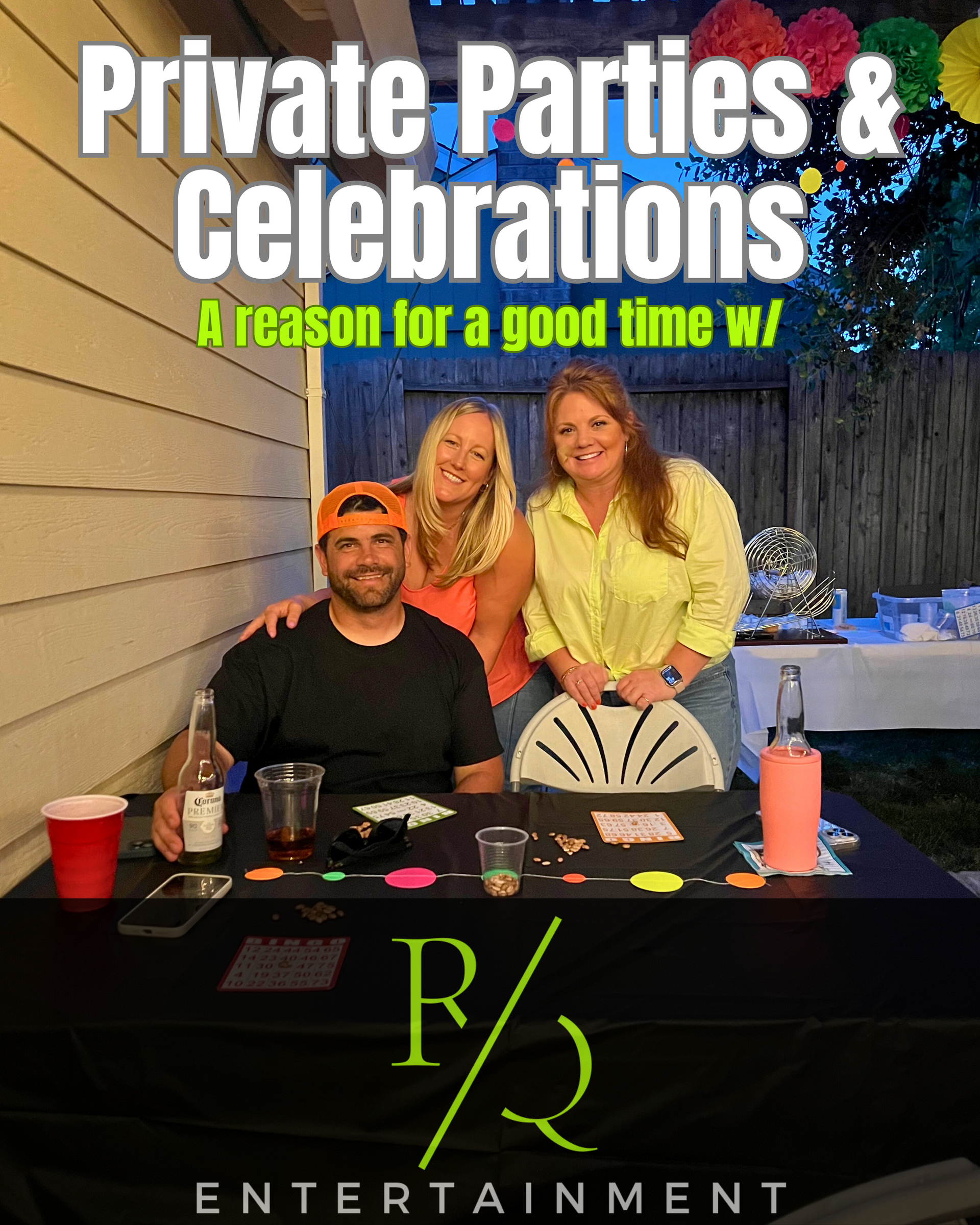 A poster for private parties and celebrations by RQ Entertainment