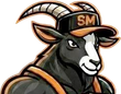 Goat mascot wearing a cap with 