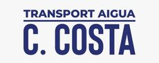 El logotipo de transporte aigua c. costa es azul y blanco.