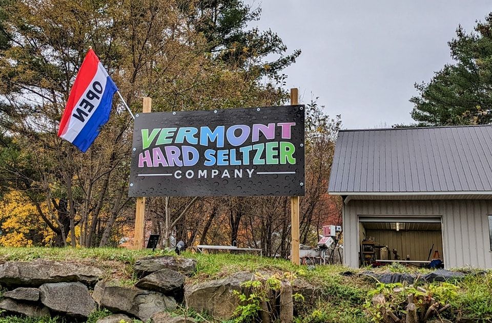 Vermont Hard Seltzer signage in front of their store