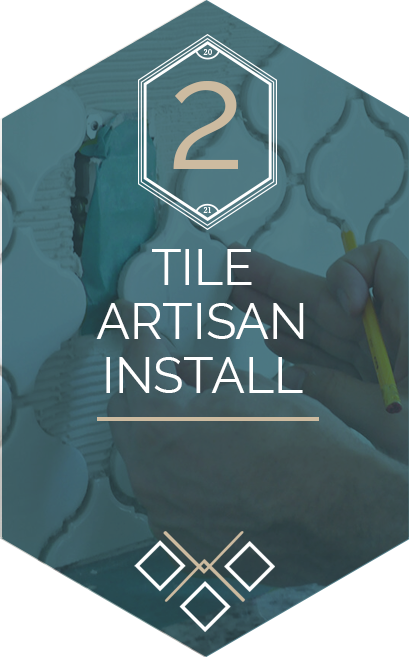 A sign that says tile artisan install on it