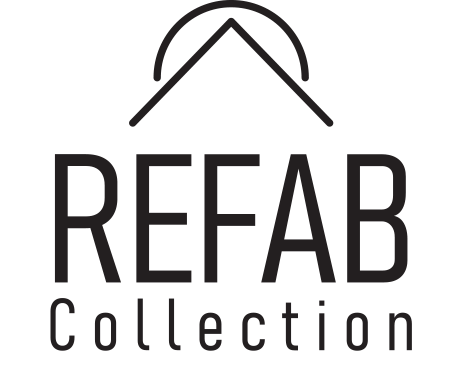 A black and white logo for a company called rehab collection.