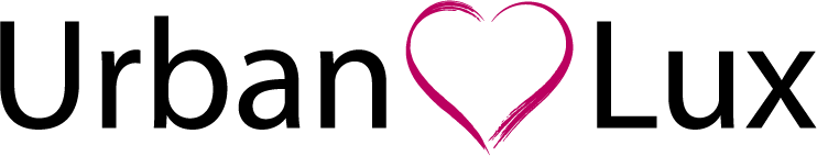 A logo for urban lux with a pink heart in the middle.