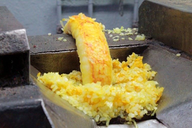 Representación del proceso de purga en máquina de inyección