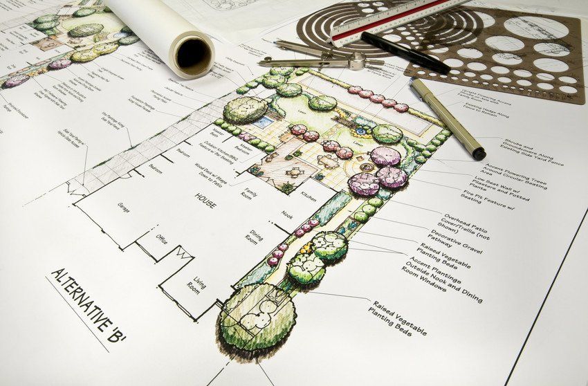 Hand drawing garden plan