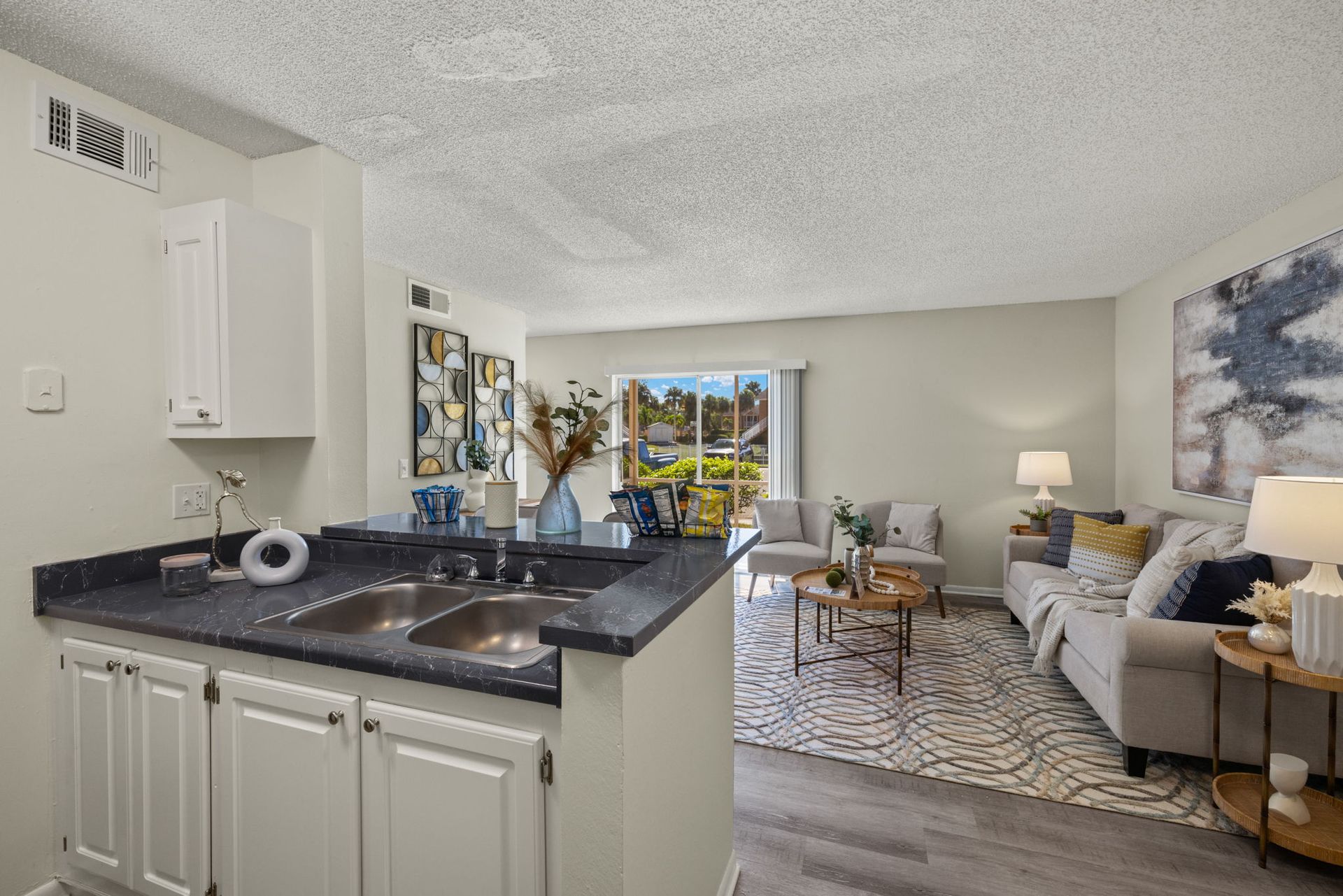 Modern kitchen with white counter