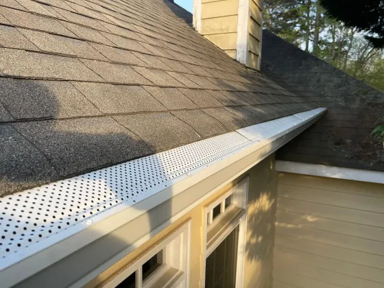 A house with a gutter on the side of it