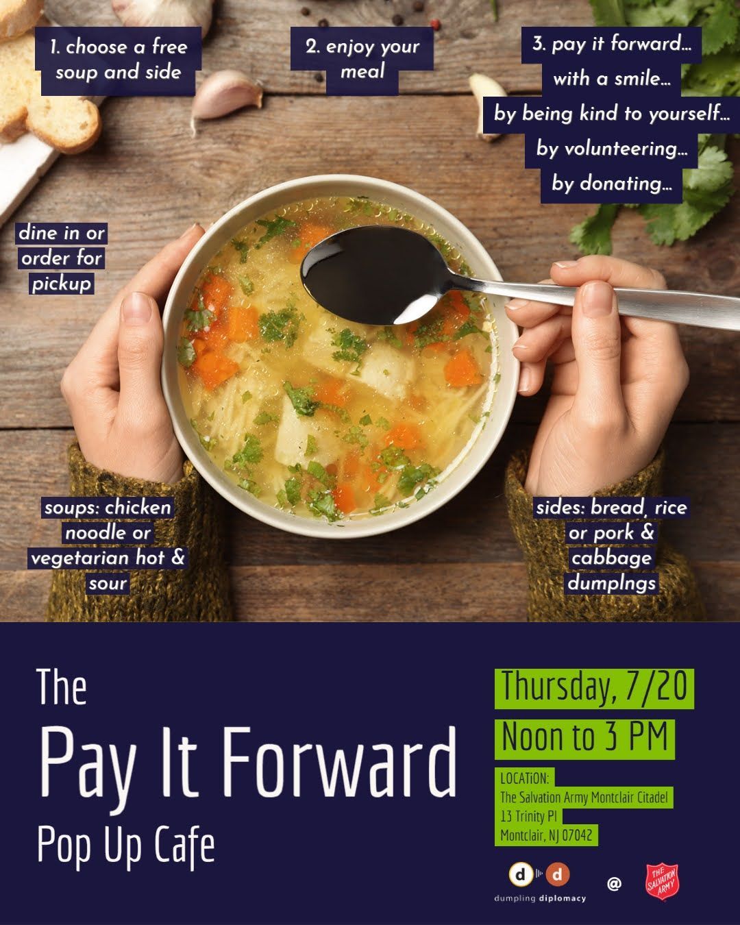 A poster for the pay it forward pop up cafe