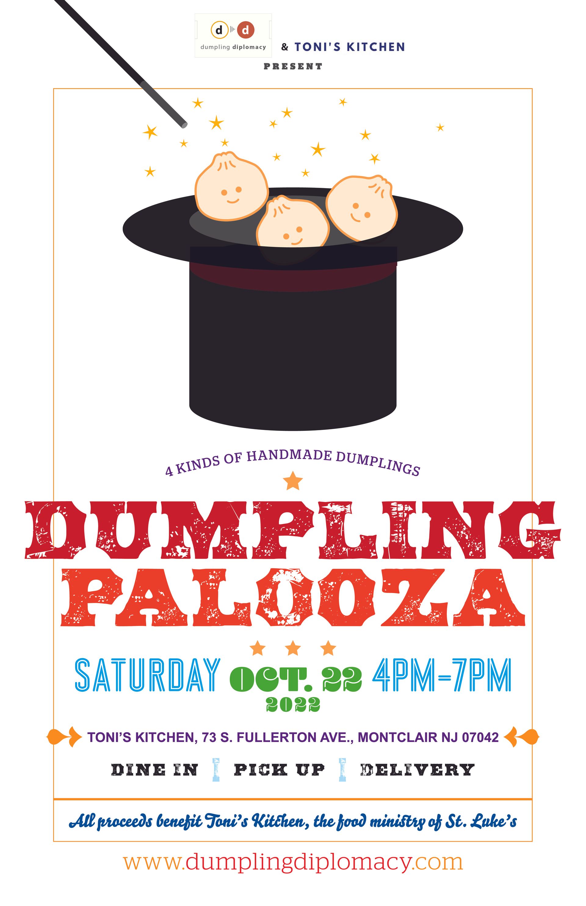 A poster for dumpling palooza on saturday october 22