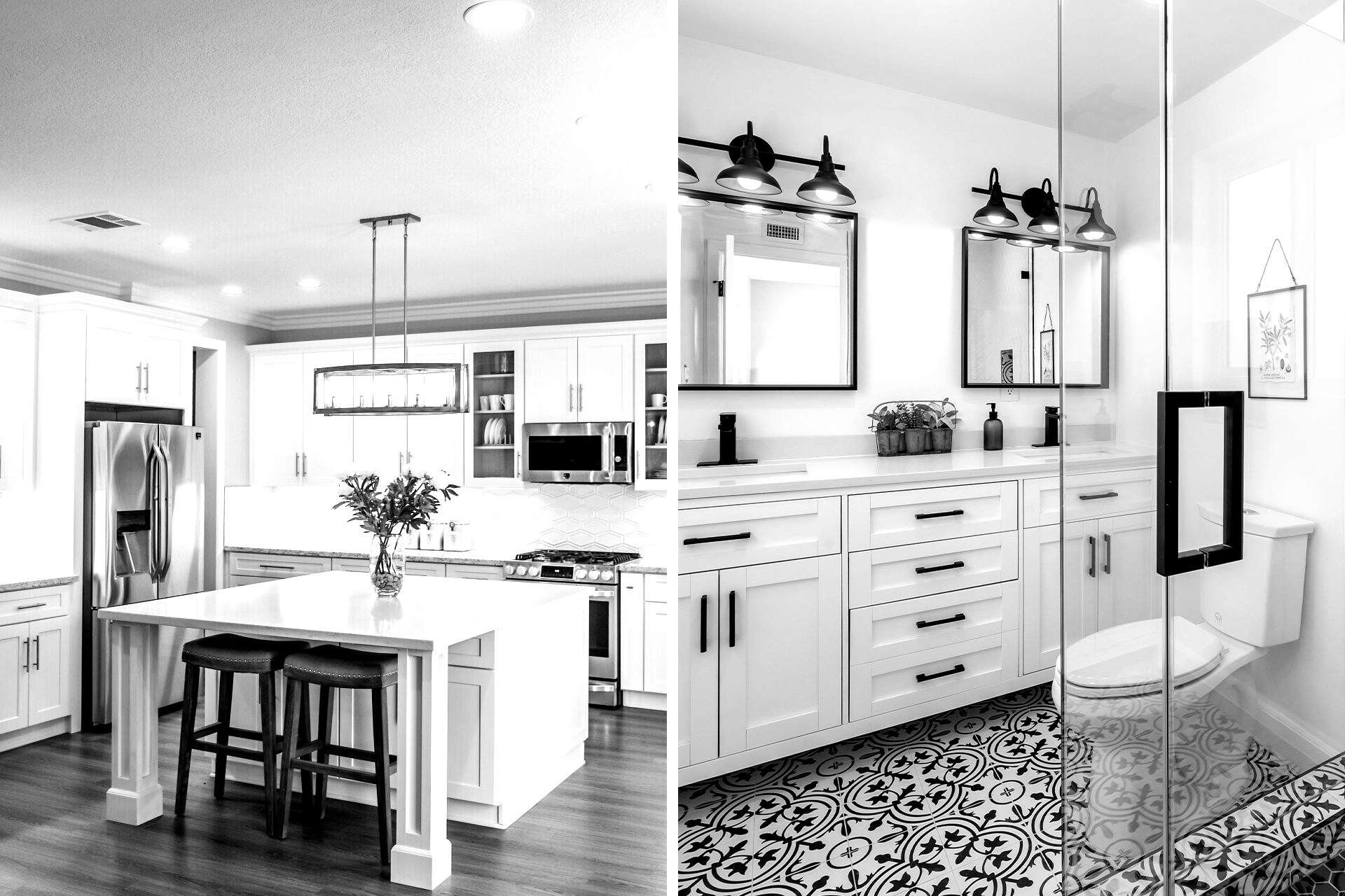 kitchen and bathroom