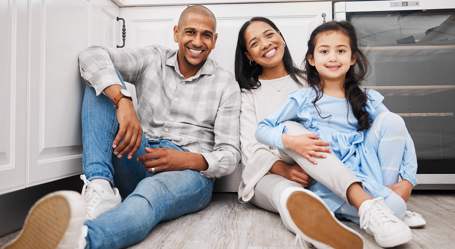 happy family with bright white smiles