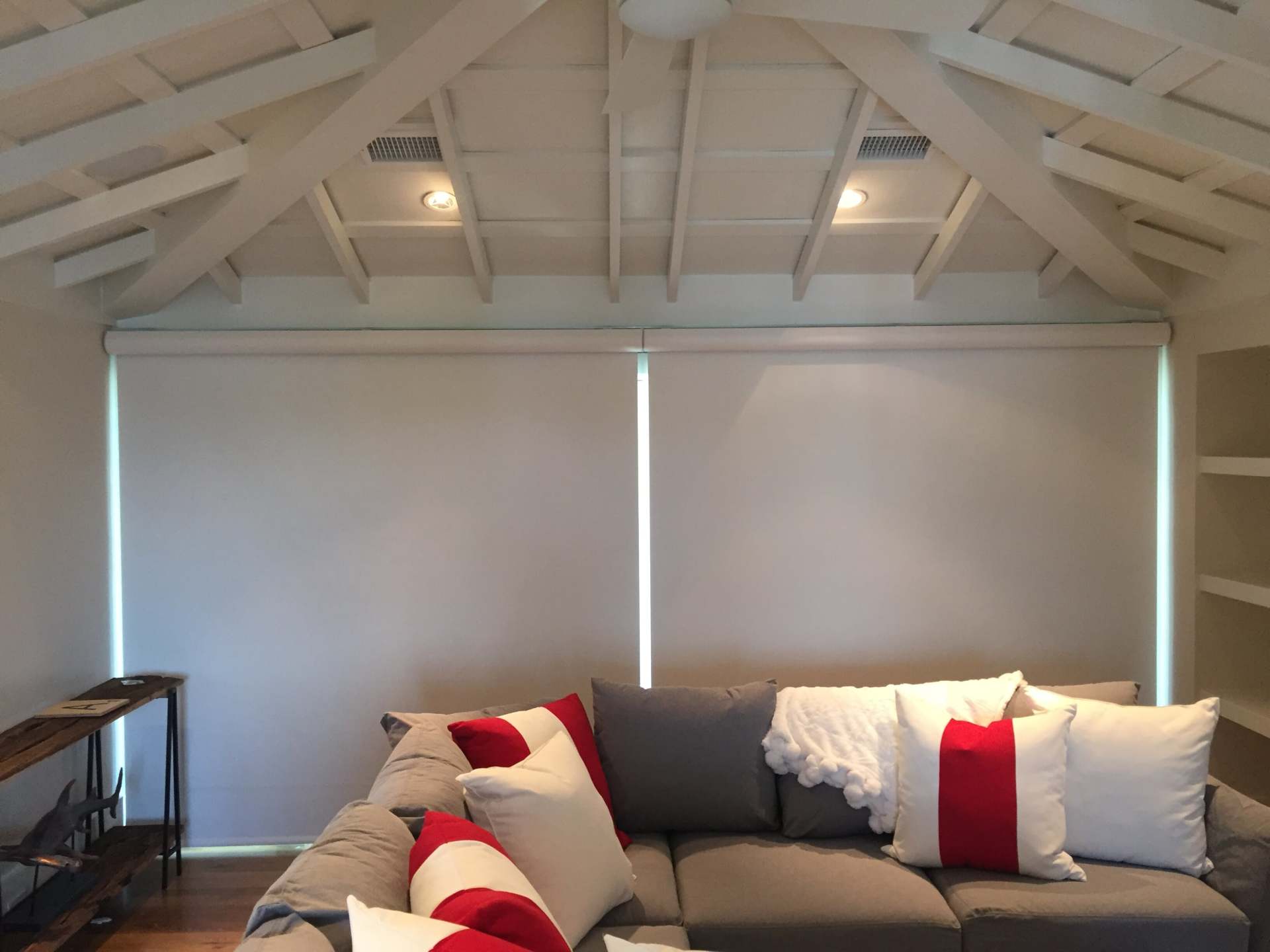 Light Blocking Shades Rolled Down — Window Treatments Showroom in Destin, FL