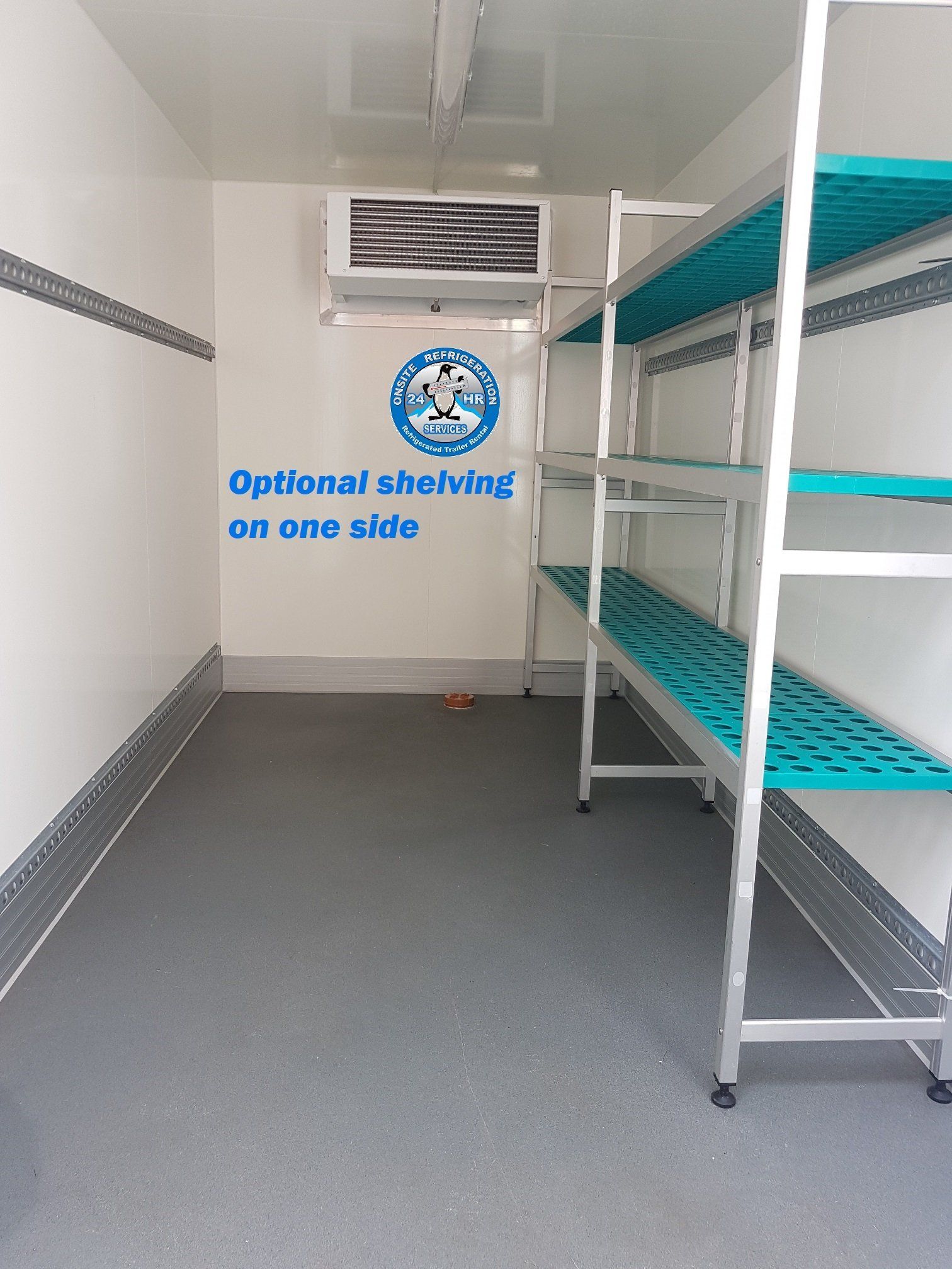 refrigerated trailer showing shelving
