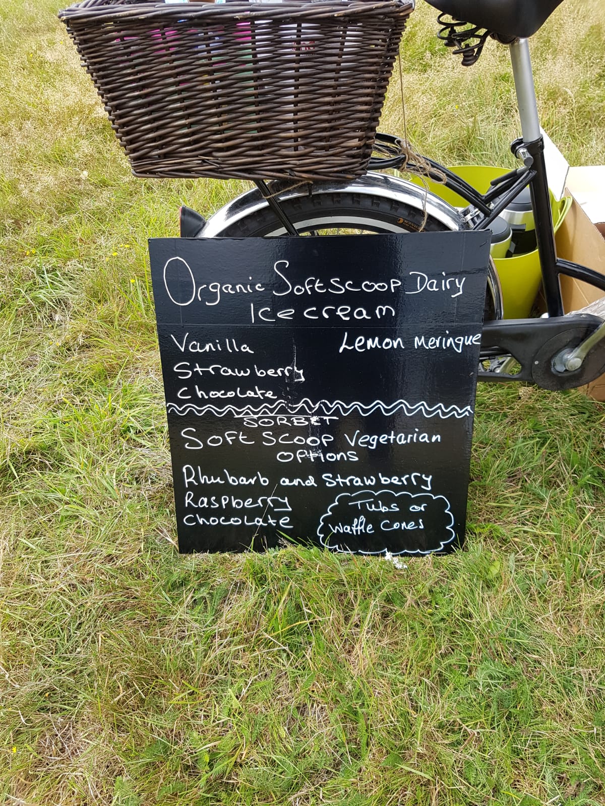 close up of ice cream bike menu