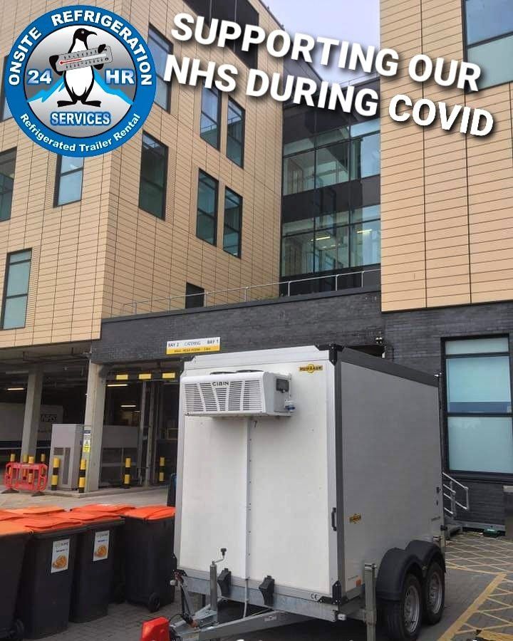 freezer trailer outside a hospital