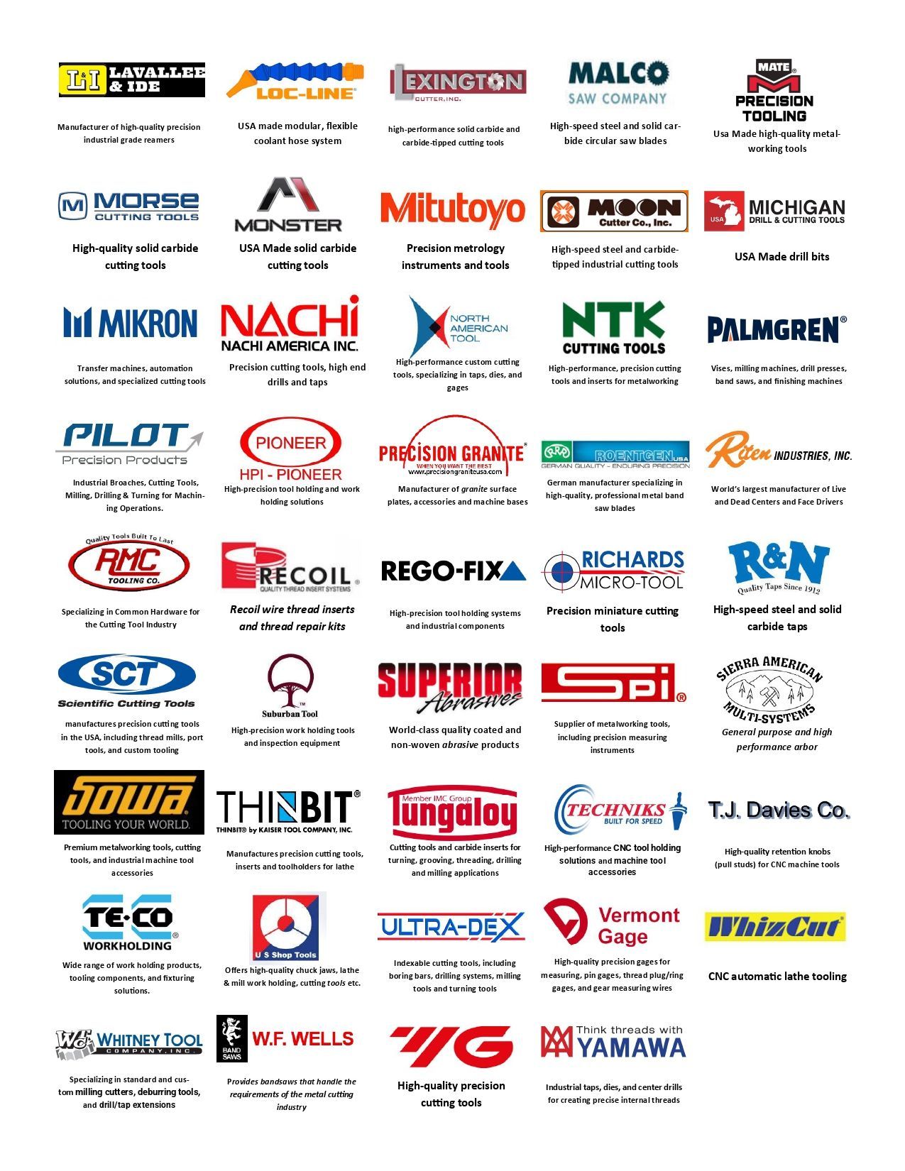 A list of logos for various companies on a white background.