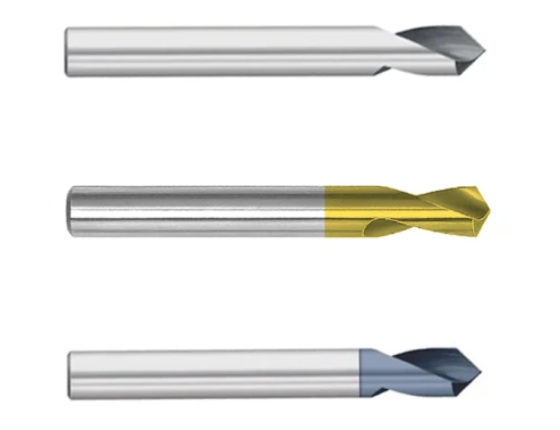 Three different types of drill bits are shown on a white background.
