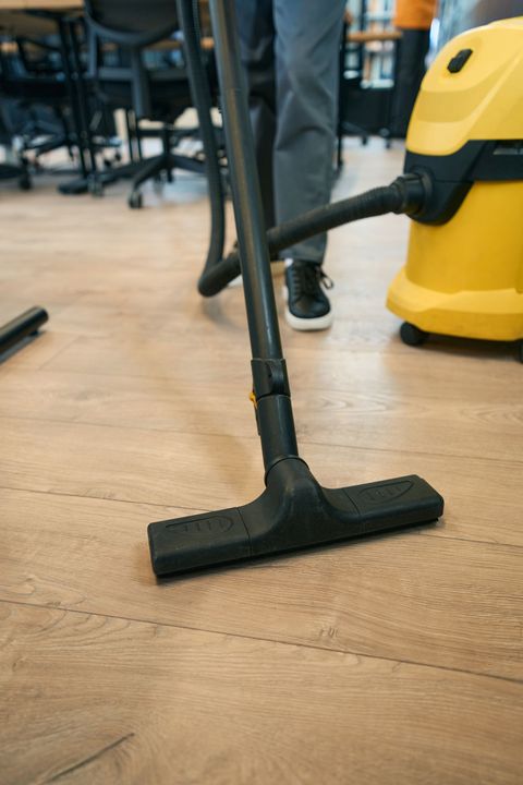cleaning a workspace with vacuum