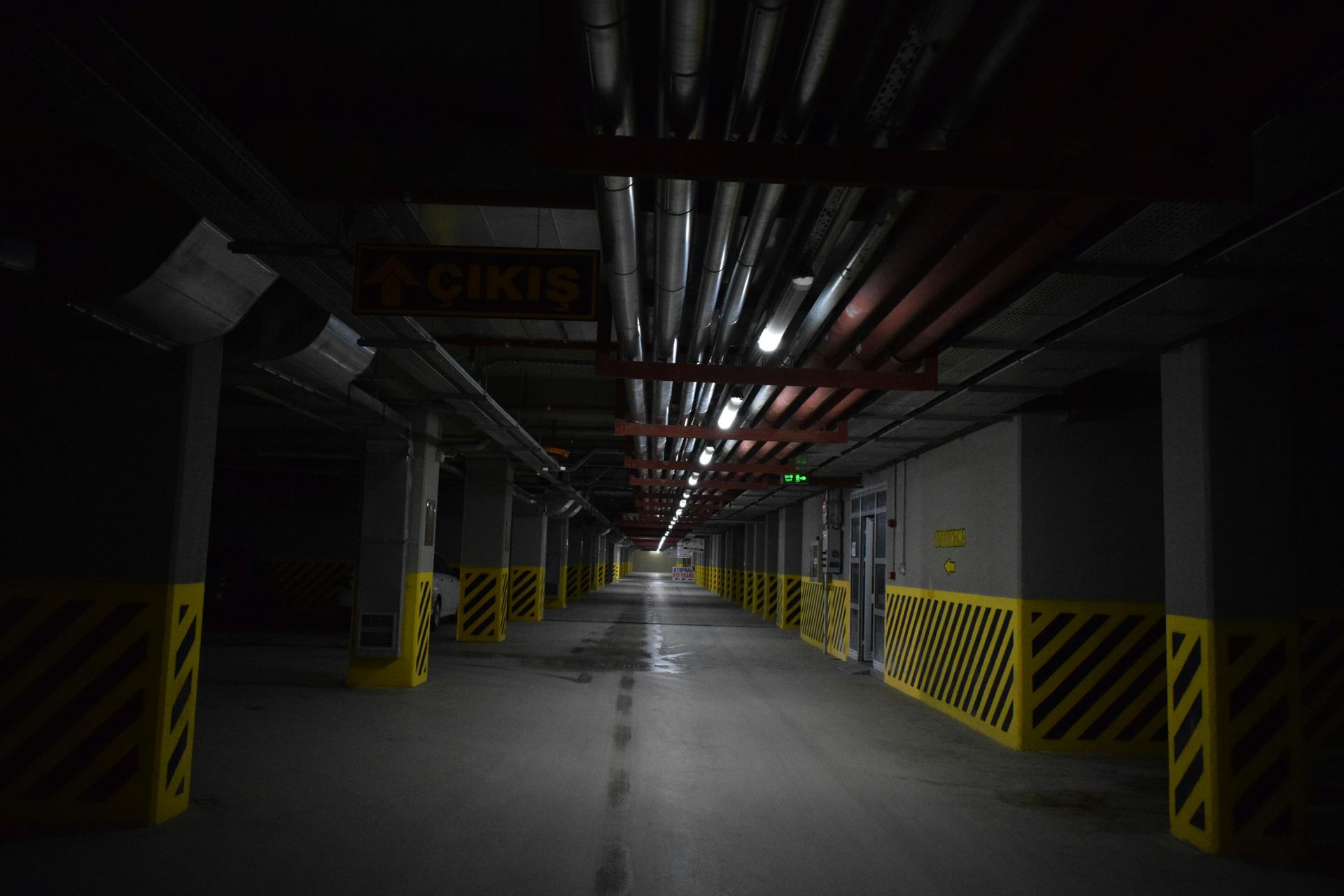 An underground commercial parking for tenants.