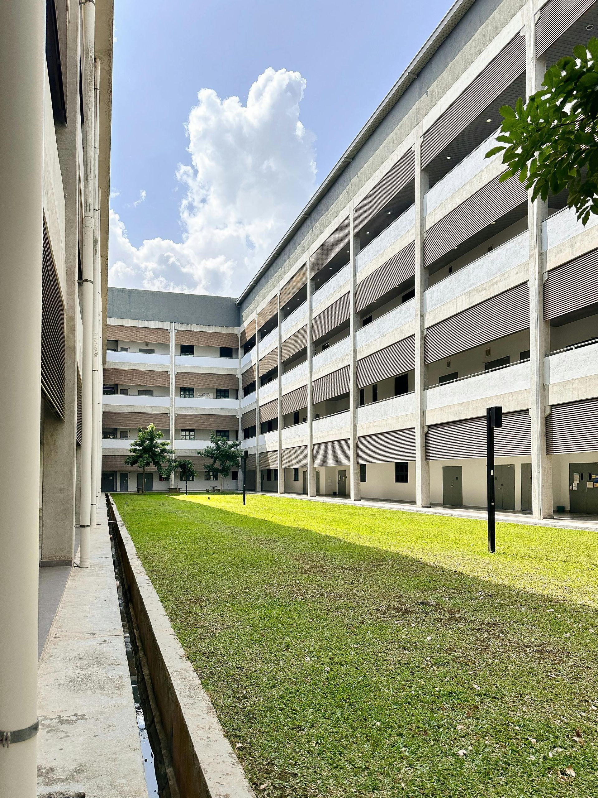 Modern university campus buildings requiring professional cleaning services