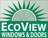 A green and white logo for ecoview windows and doors