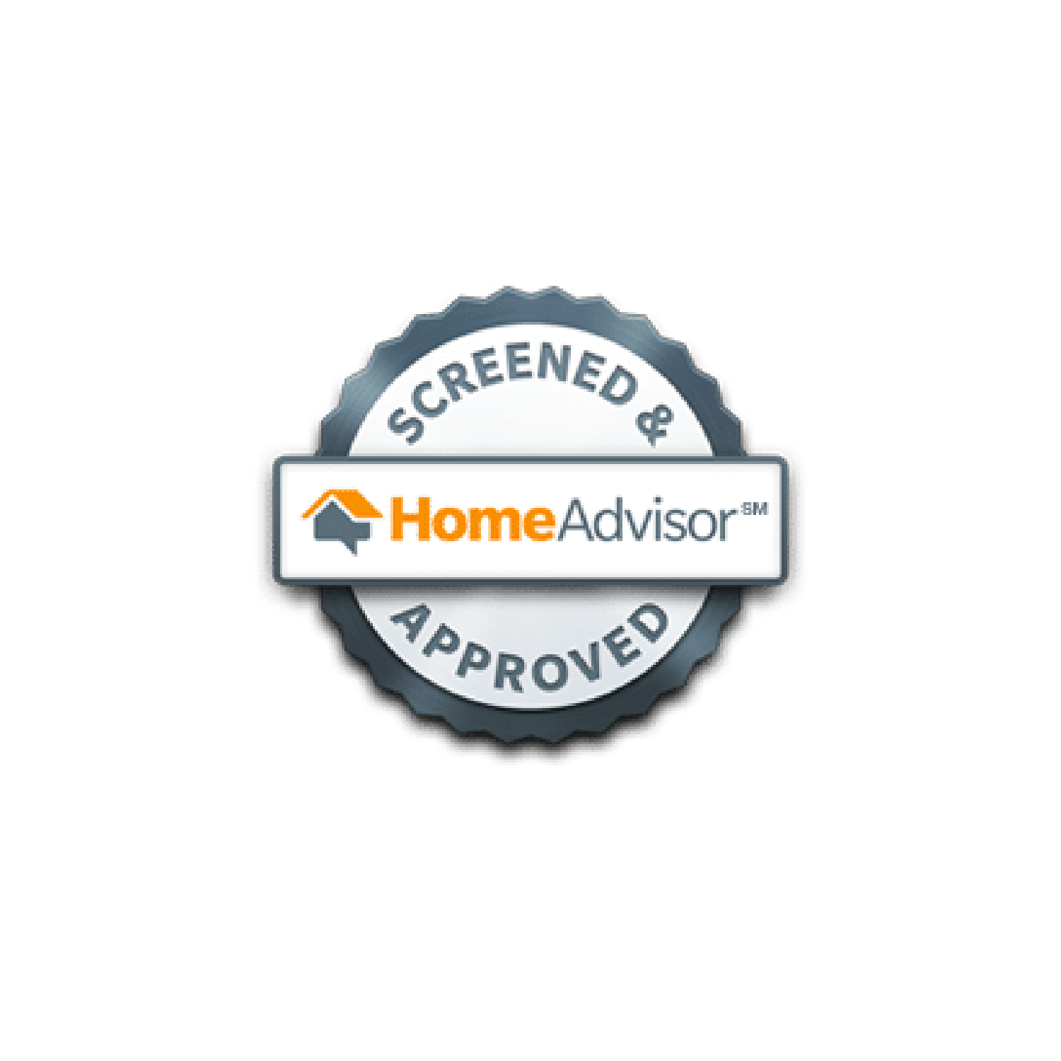 A screened and home advisor approved badge on a white background