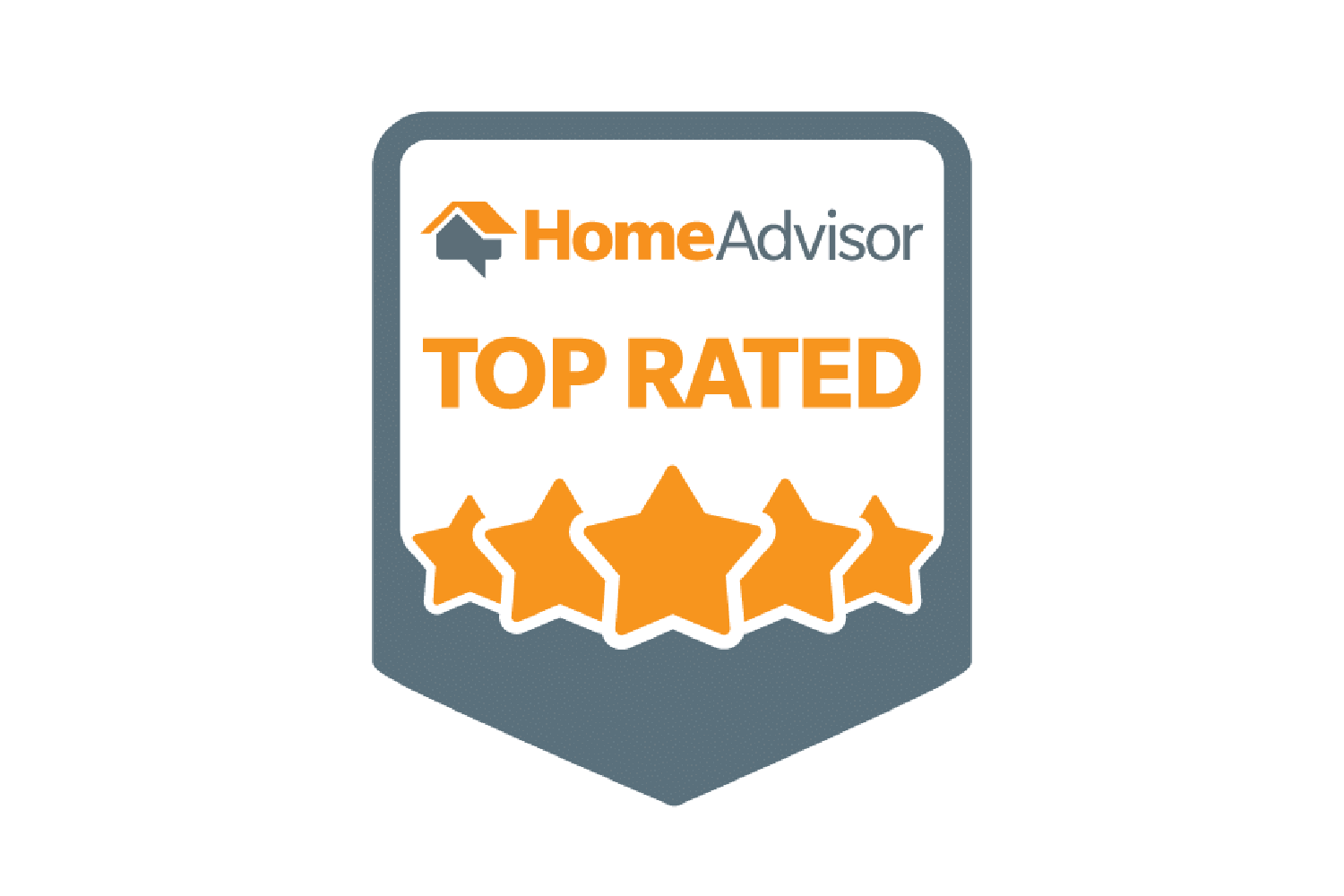 A home advisor top rated badge with four stars on it.