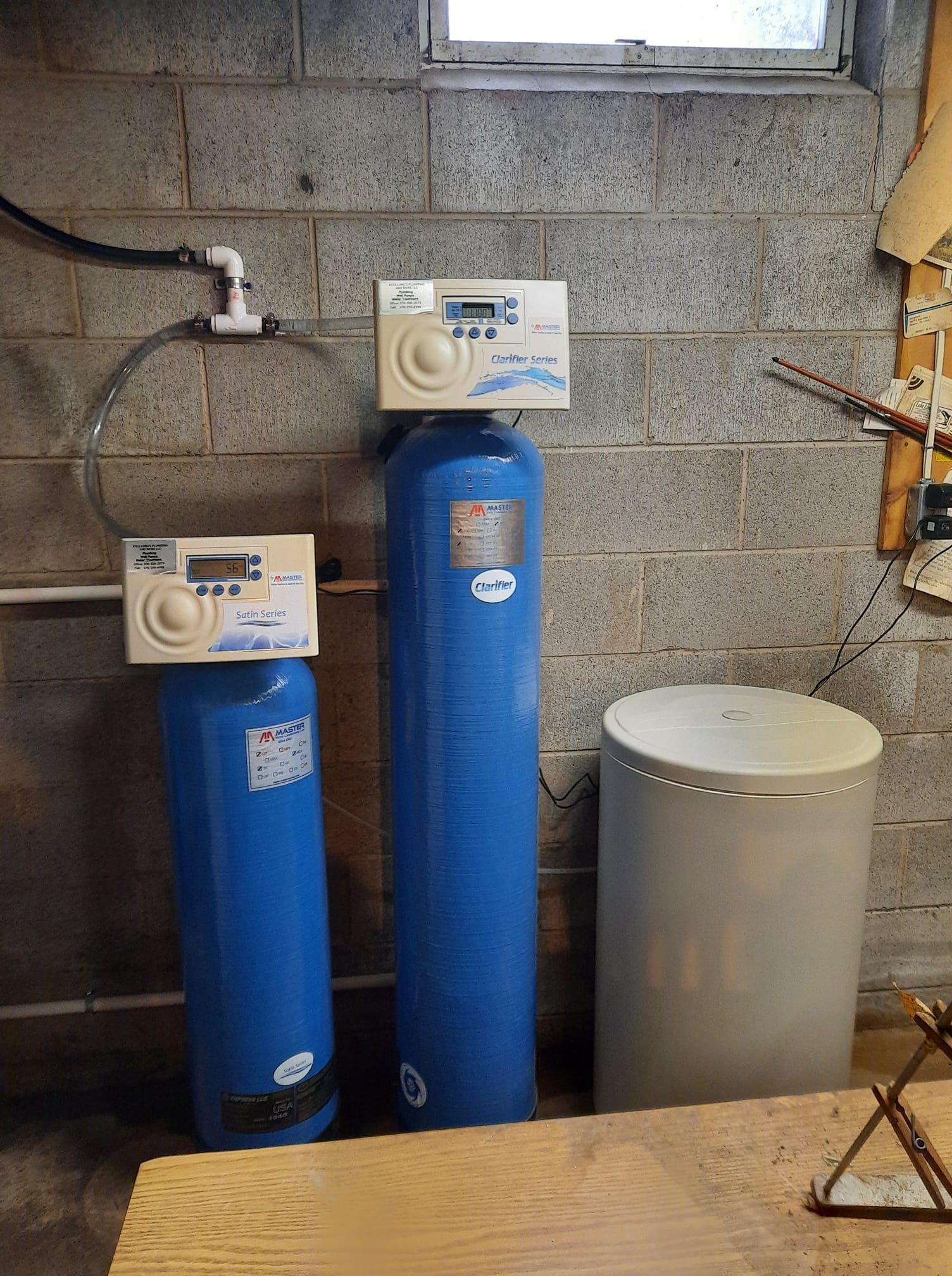 two blue water tanks ready for Water Treatment