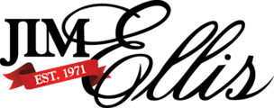 A black and white logo for jim ellis est . 1971