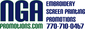 The logo for nga embroidery screen printing promotions