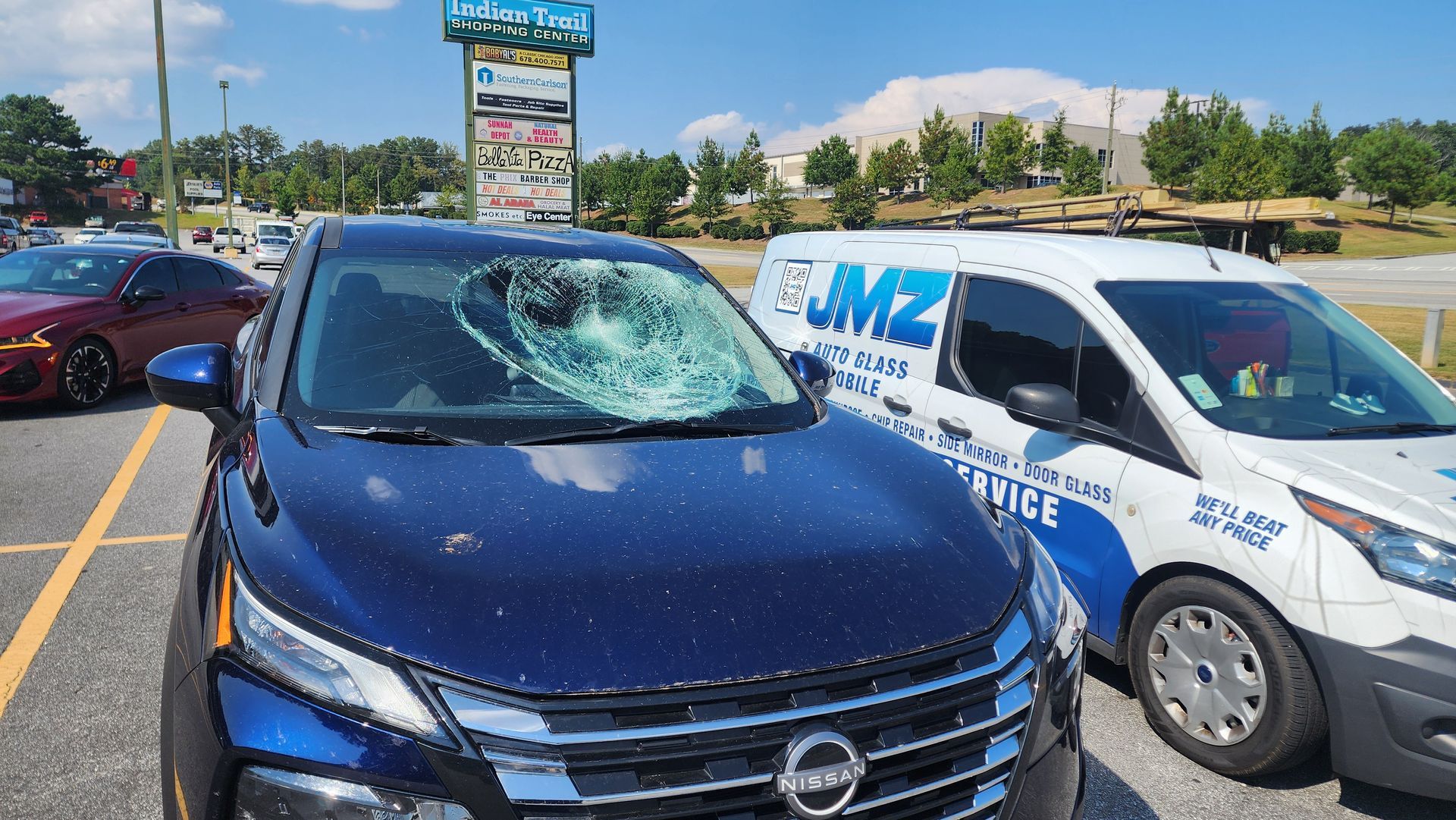 Before mobile windshield replacement in Burford, GA