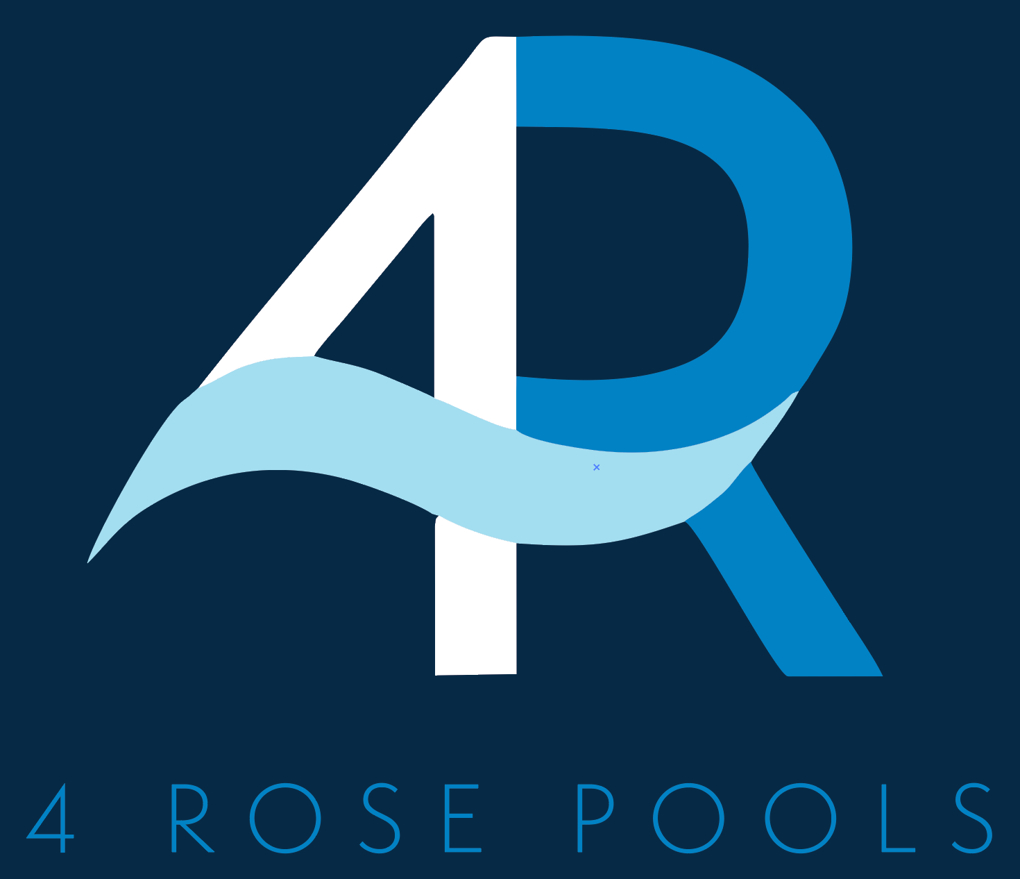 A blue and white logo for 4 rose pools