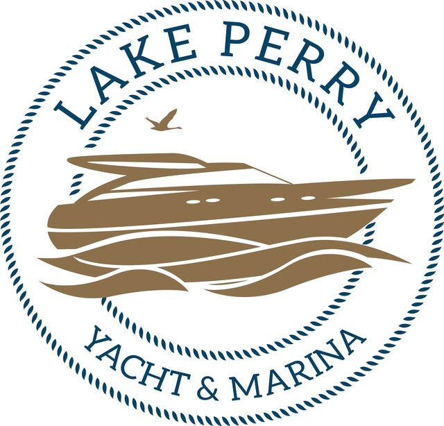 A logo for lake perry yacht and marina