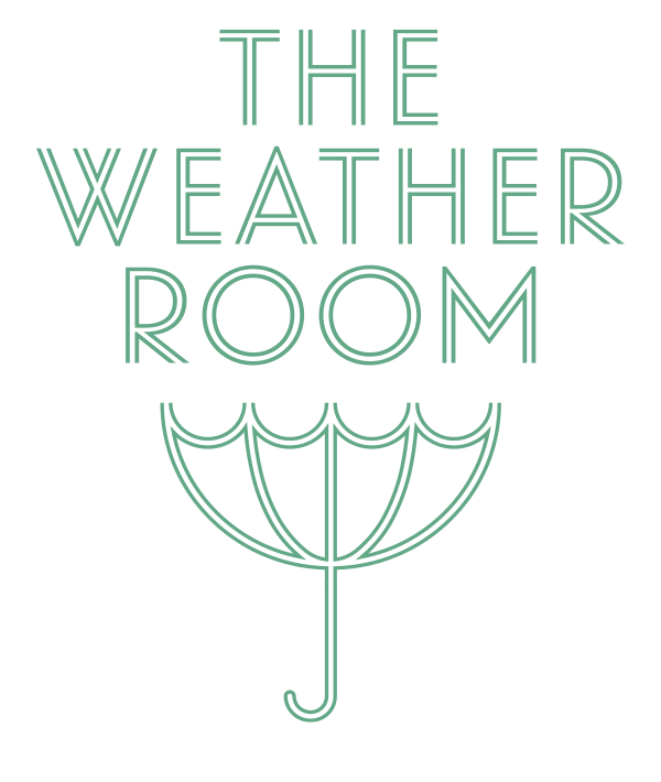 A logo for the weather room with an umbrella on it