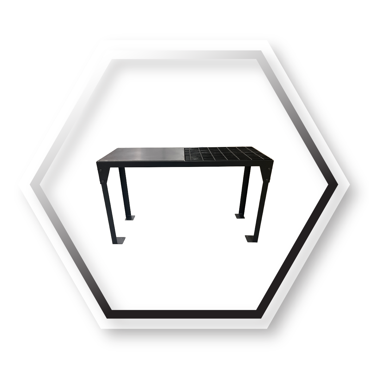 Stand alone tables with metal or grated tops, plus pipe weld stands are also available.