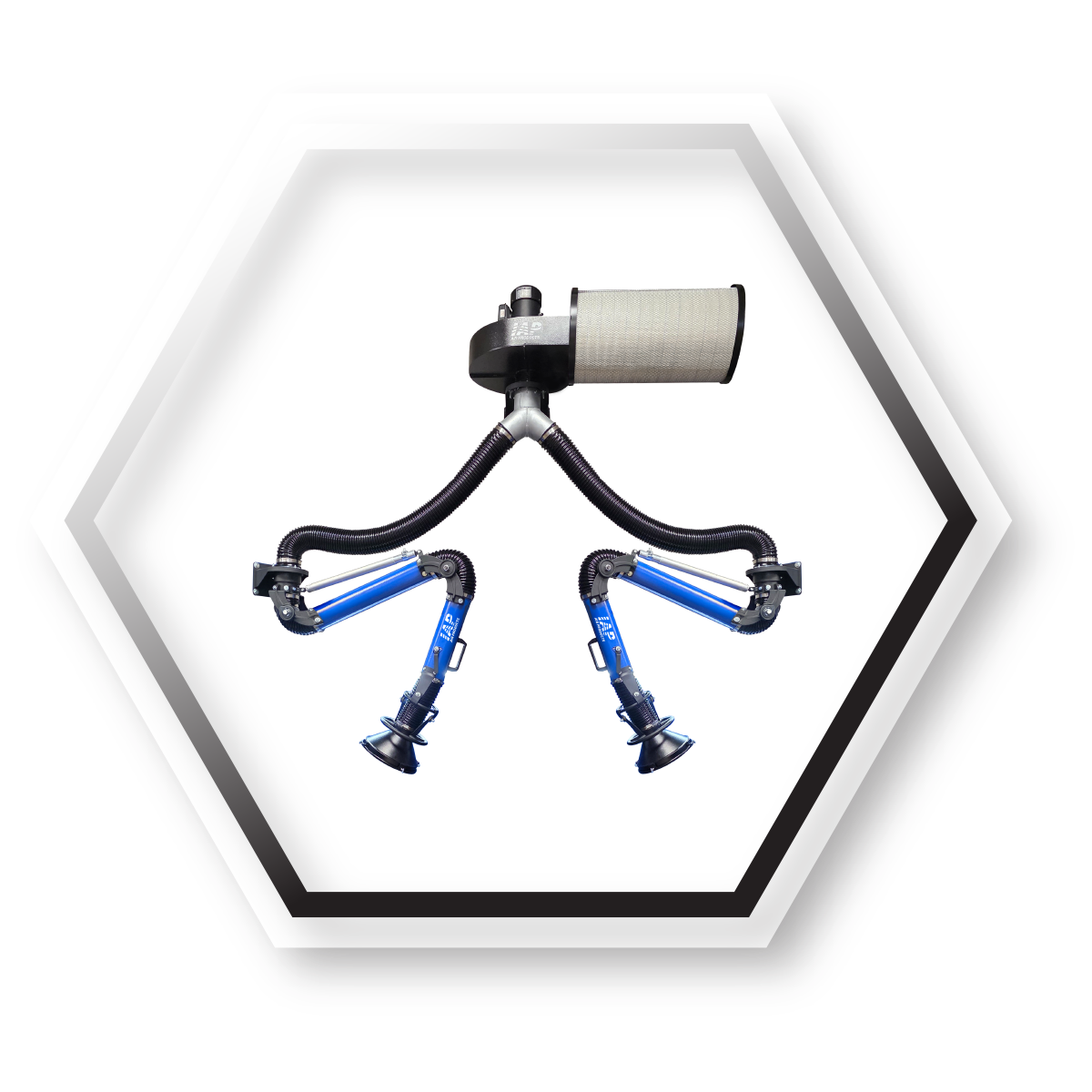 Fume extraction arm filtration or dual fume arm filtration is a great option to add source capture.