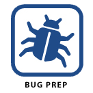 Blue beetle icon in a square frame, text reads