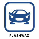 Blue car icon inside a blue square with rounded corners; the word