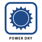 Blue square with sun symbol and the words