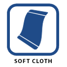 Blue icon with soft cloth, labeled