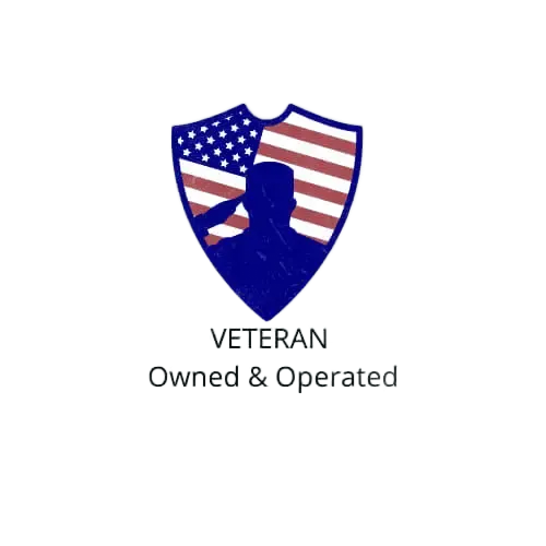 a logo for a veteran owned and operated company