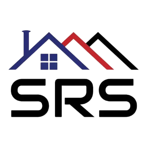 a logo for a company called srs with a house on the roof