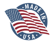 A made in usa logo with an american flag in a circle.