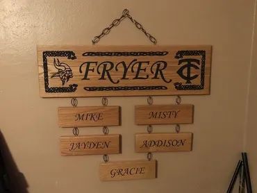 A custom wooden wall sign reading