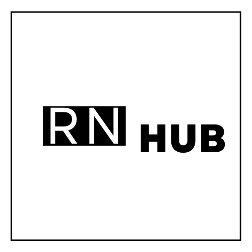 A black and white logo for a company called rn hub.