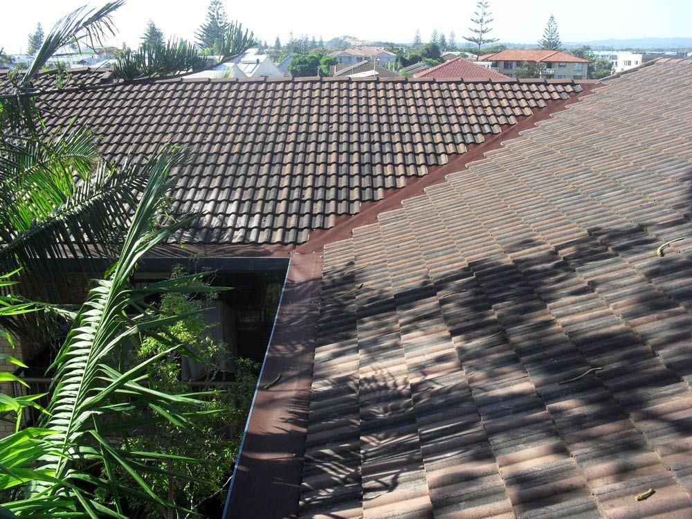 Brown Tiled Roof Being Repaired