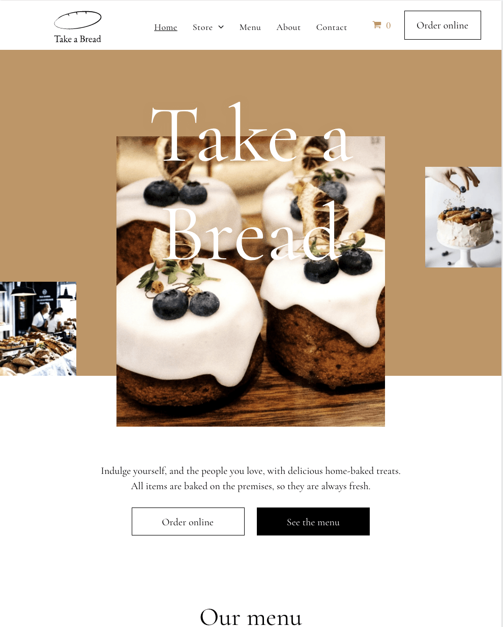 A screenshot of a website that says take a bread