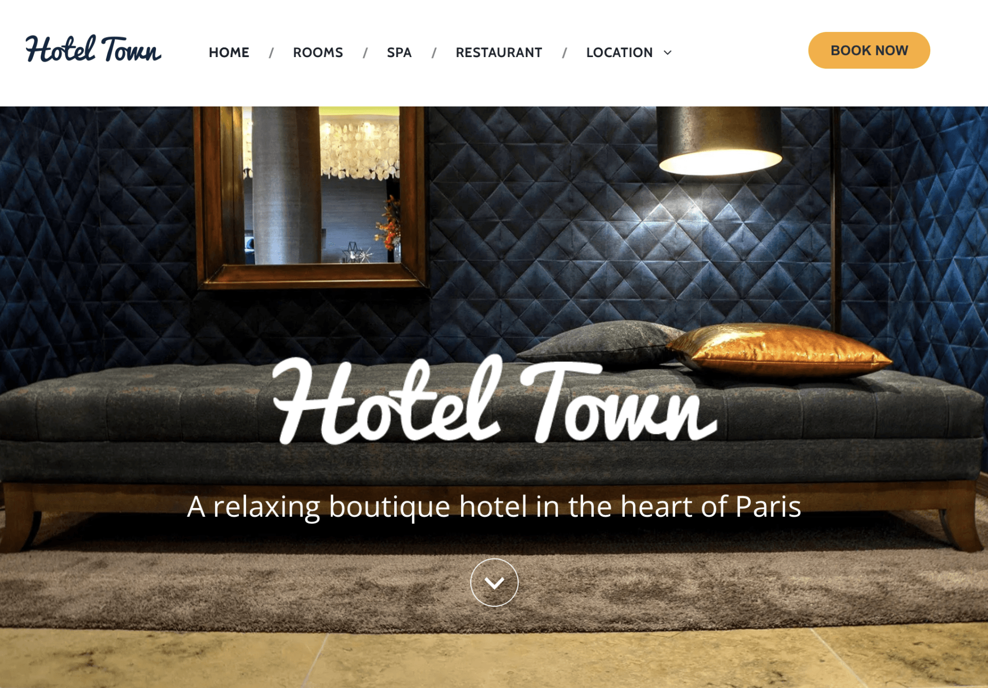 The website for hotel town is a relaxing boutique hotel in the heart of paris
